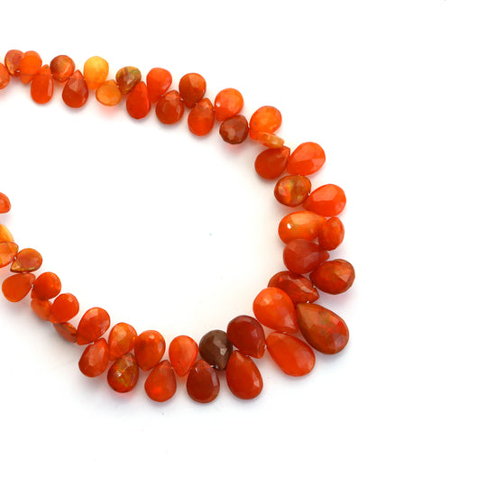 Ethiopian Opal Faceted Pear Beads, 3.5x4.5 mm To 8x12 mm, Ethiopian Opal Jewelry Making Beads, 8 Inches Full Strand, Price Per Strand