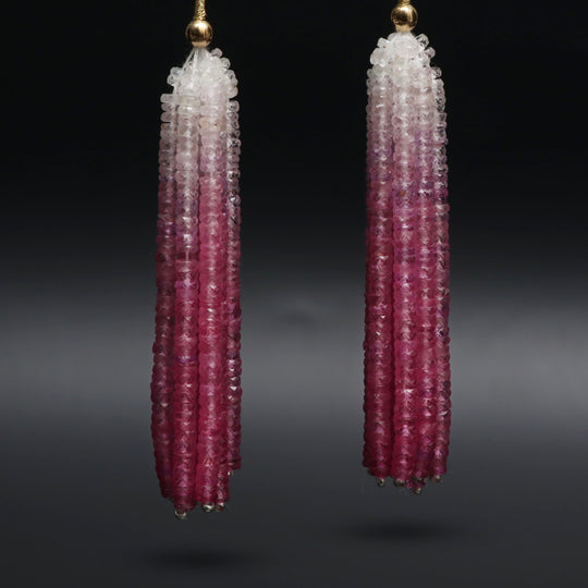 Natural Shaded Ruby Faceted Tyre Beads, 3.5mm, Jewelry Making, Ruby Beads, 2.5 Inches Full Strand, Pair ( 16 Strands )
