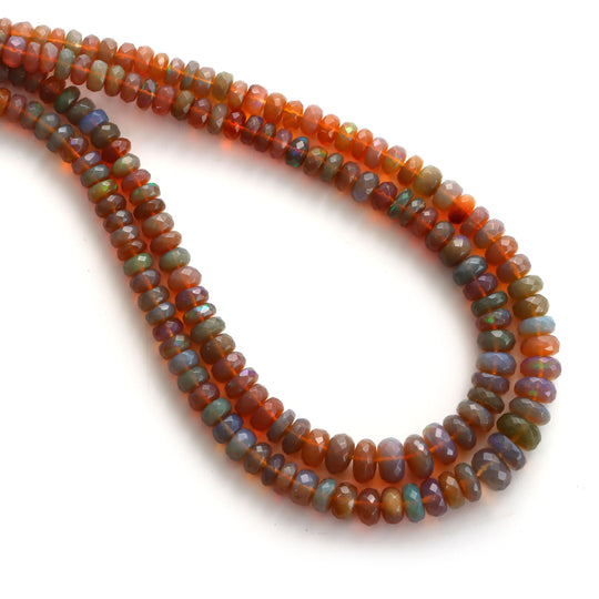 Ethiopian Opal Faceted Rondelle Beads, 5 mm To 7.5 mm, Ethiopian Opal Jewelry Making Beads, 18 Inches Full Strand, Price Per Strand