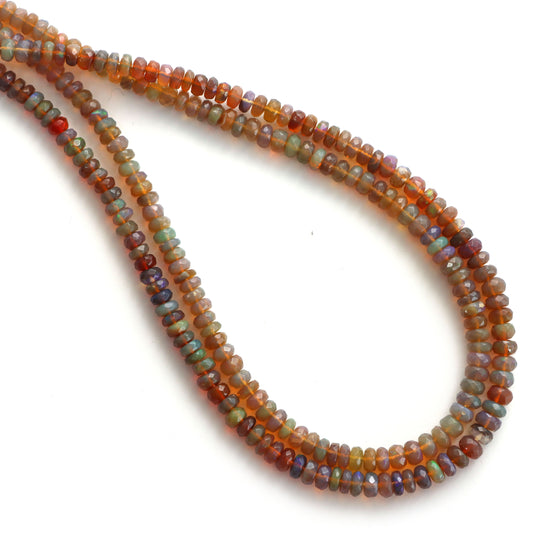 Ethiopian Opal Faceted Rondelle Beads, 3.5 mm To 5 mm, Ethiopian Opal Jewelry Making Beads, 18 Inches Full Strand, Price Per Strand