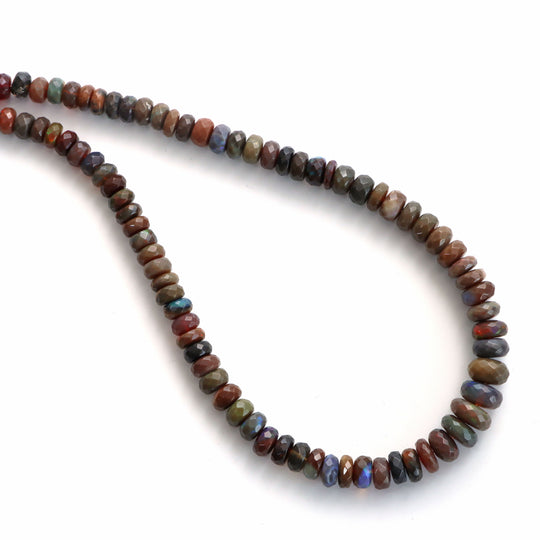 Ethiopian Opal Faceted Rondelle Beads, 5 mm To 8.5 mm, Ethiopian Opal Jewelry Making Beads, 18 Inches Full Strand, Price Per Strand