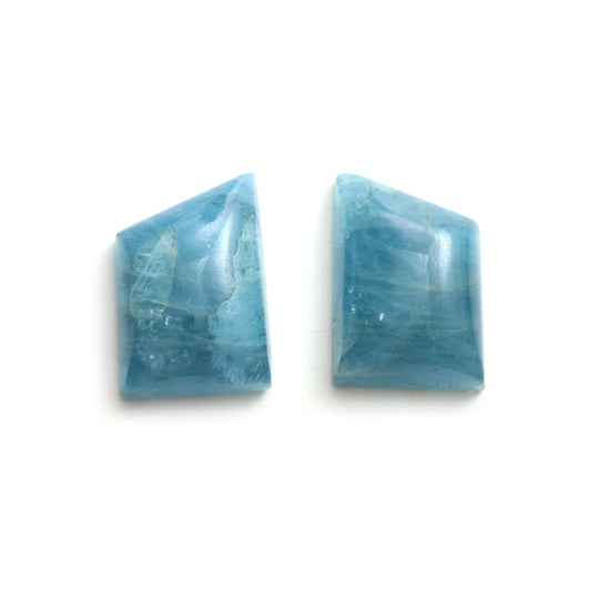 Natural Aquamarine Smooth Trapezium Shape Loose Gemstone, 20x29 mm, Aquamarine Jewelry Making Gemstone, Pair ( 2 Pieces )