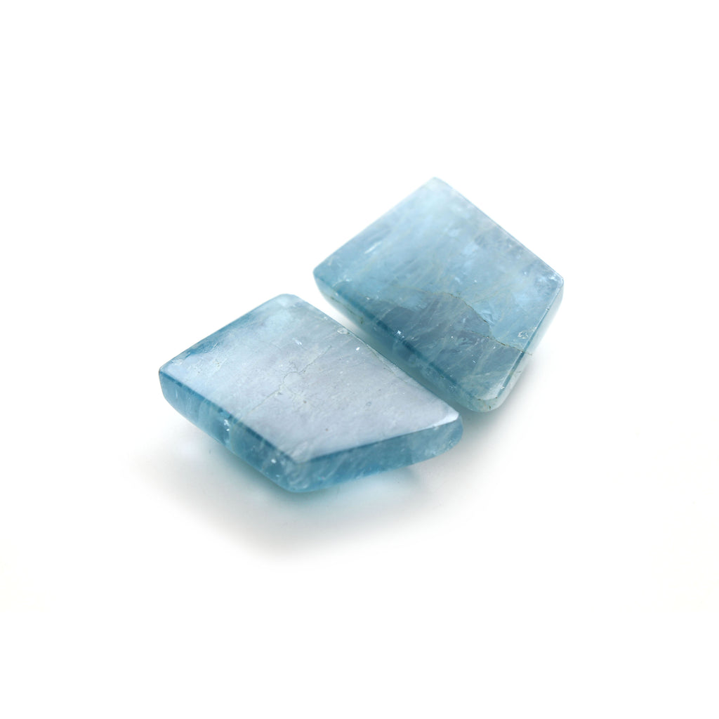 Natural Aquamarine Smooth Trapezium Shape Loose Gemstone, 20x29 mm, Aquamarine Handmade Jewelry Making, Gift For Her, Pair ( 2 Pieces ) - National Facets, Gemstone Manufacturer, Natural Gemstones, Gemstone Beads