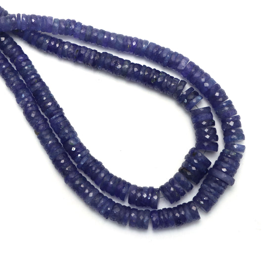 Tanzanite Faceted Tyre Beads, 5.5 mm To 11 mm, Tanzanite Jewelry Making Beads, 17 Inches Full Strand, Price Per Strand