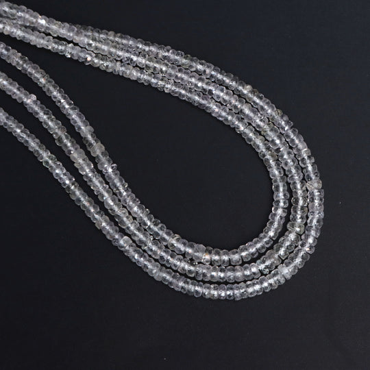 サファイア ファセット ロンデル ビーズ、2.5 mm ～ 4 mm、サファイア ジュエリー メイキング ビーズ、18 インチ フル ストランド、1 ストランドあたりの価格