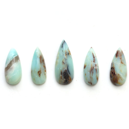 Peruvian Opal Smooth Pear Loose Gemstone, 13x32 mm to 16x38 mm, Peruvian Opal Jewelry Making Gemstone, Set of 5 pieces