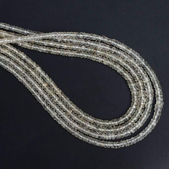 サファイア ファセット ロンデル ビーズ、2.5 mm ～ 4 mm、サファイア ジュエリー メイキング ビーズ、18 インチ フル ストランド、1 ストランドあたりの価格