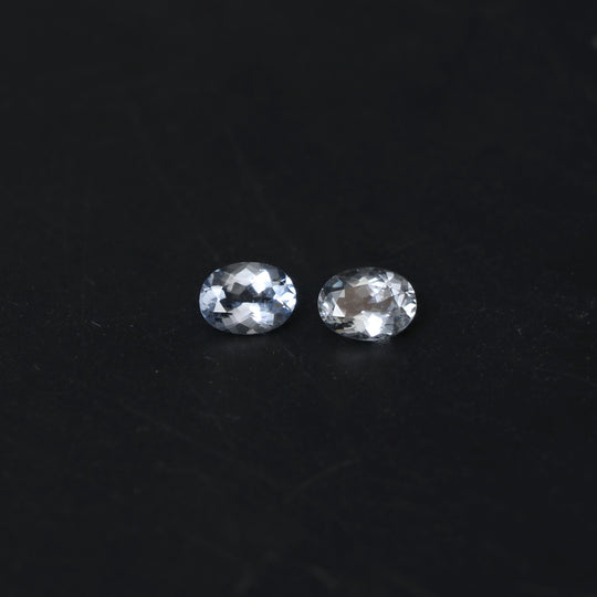 Aquamarine Faceted Oval Loose Gemstone, 6x8 mm, Aquamarine Jewelry Making Gemstone, Pair ( 2 Pieces )