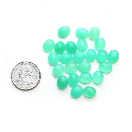 Green Opal Smooth Oval Loose Gemstone, 9x11 mm , Green Opal Jewelry Making Gemstone, Set of 24 pieces