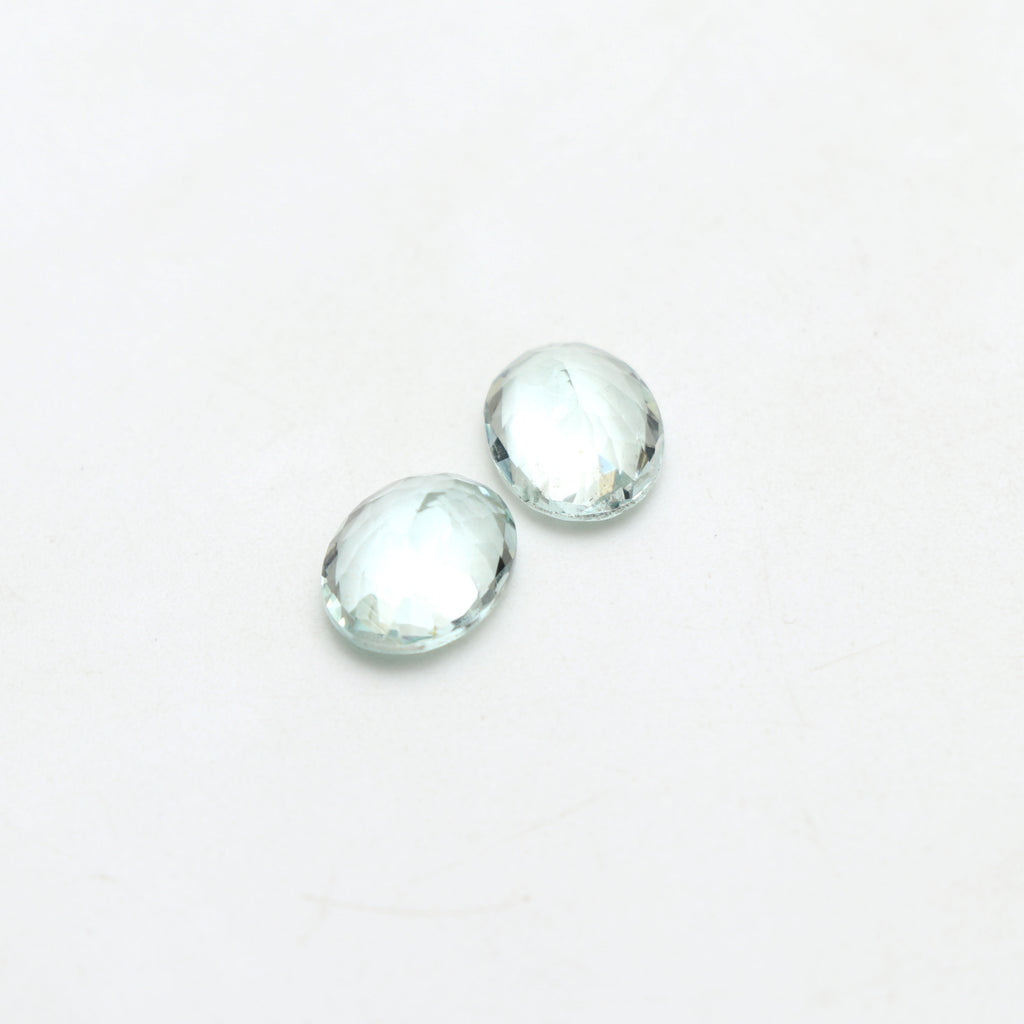 Aquamarine Faceted Oval Loose Gemstone, 8x10 mm, Aquamarine Jewelry Handmade Gift for Women, Pair ( 2 Pieces ) - National Facets, Gemstone Manufacturer, Natural Gemstones, Gemstone Beads