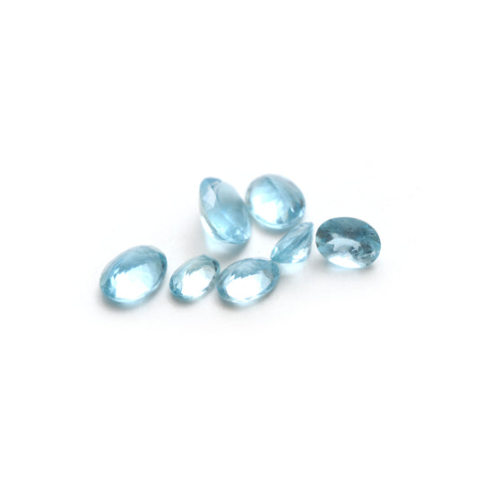 Aquamarine Faceted Oval Loose Gemstone, 5x7 mm to 8x10 mm, Aquamarine Jewelry Making Gemstone, Set of 7 Pieces