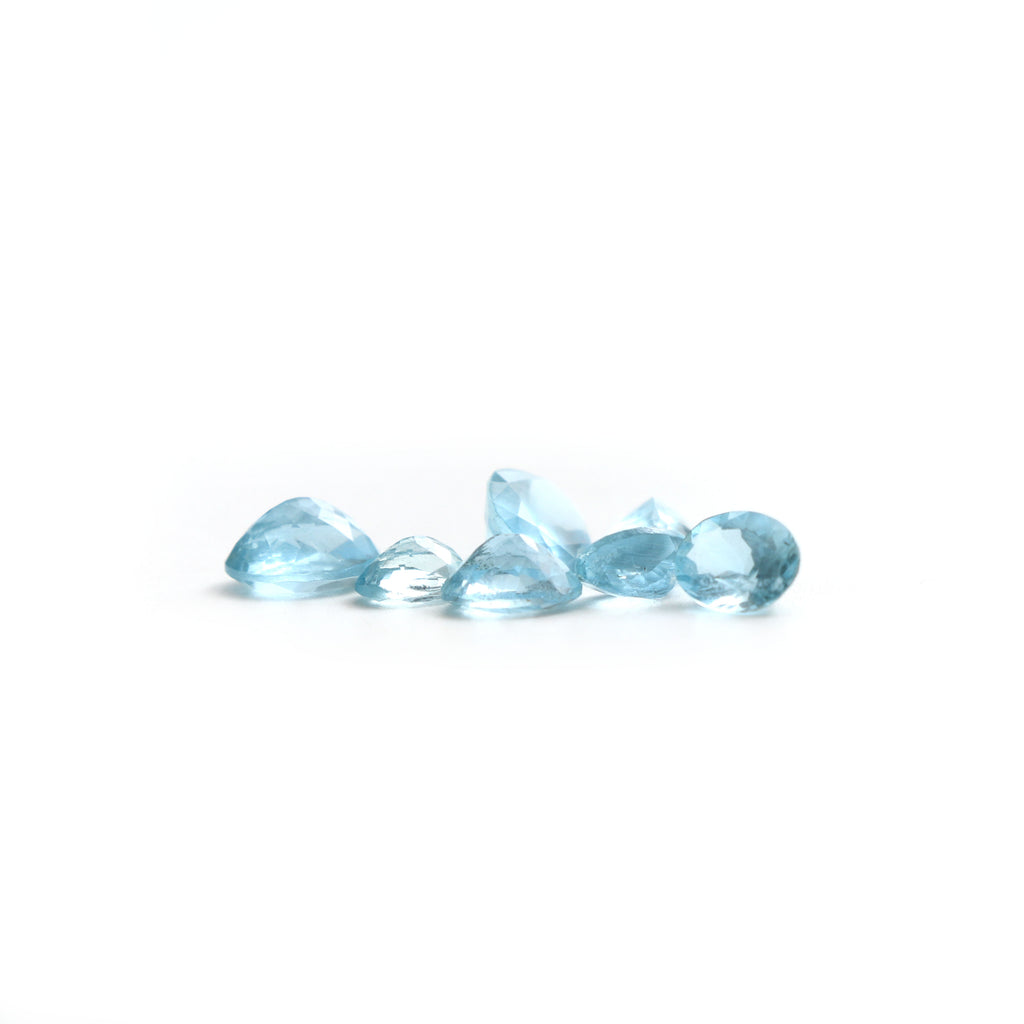 Aquamarine Faceted Oval Loose Gemstone, 5x7 mm to 8x10 mm, Aquamarine Jewelry Handmade Gift for Women, Set of 7 Pieces - National Facets, Gemstone Manufacturer, Natural Gemstones, Gemstone Beads