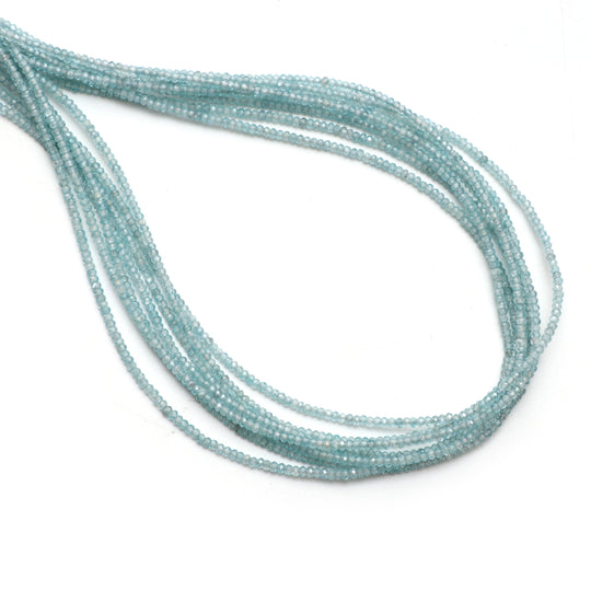 Natural Blue Zircon Micro Faceted Rondelle Beads, 2 mm, Zircon Jewelry Making Beads, 18 Inch Full Strand, Price Per Strand