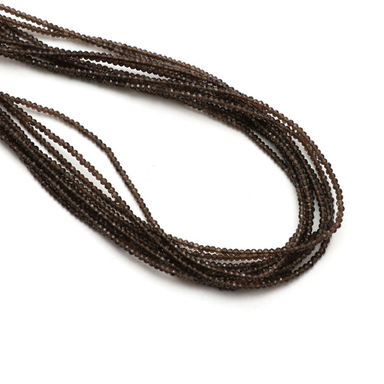 Natural Smoky Quartz Micro Faceted Rondelle Beads, 2 mm, Smoky Quartz Rondelle Beads, 18 Inch Full Strand, Price Per Set