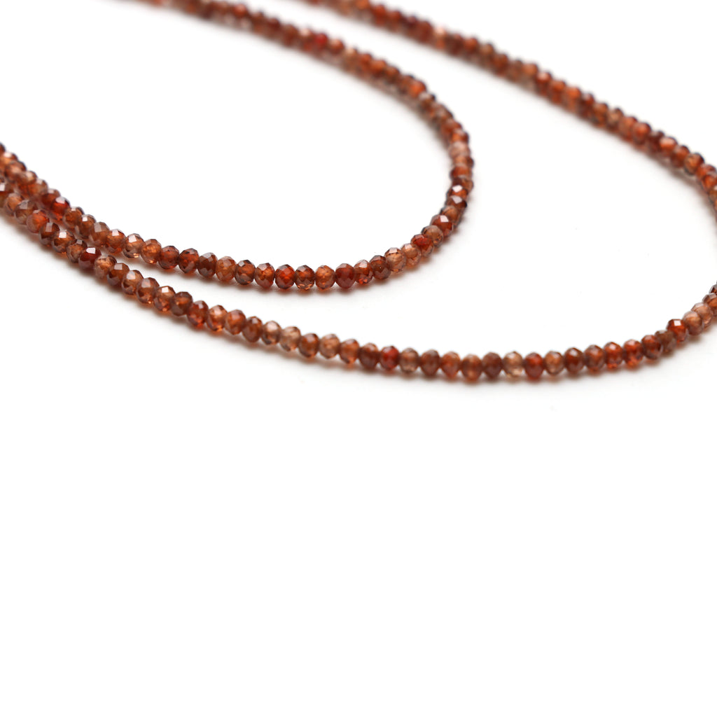 Natural Brown Zircon Micro Faceted Rondelle Beads, 2 mm, Brown Zircon Rondelle Beads, 18 Inch Full Strand, Price Per Strand - National Facets, Gemstone Manufacturer, Natural Gemstones, Gemstone Beads