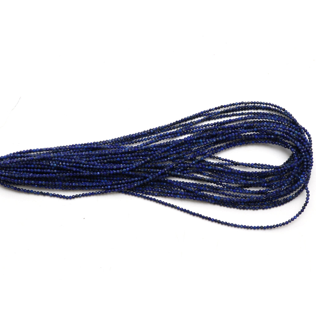 Natural Lapis Micro Faceted Rondelle Beads, 2.5 mm, Lapis Rondelle Beads, 18 Inch Full Strand, Price Per Set - National Facets, Gemstone Manufacturer, Natural Gemstones, Gemstone Beads