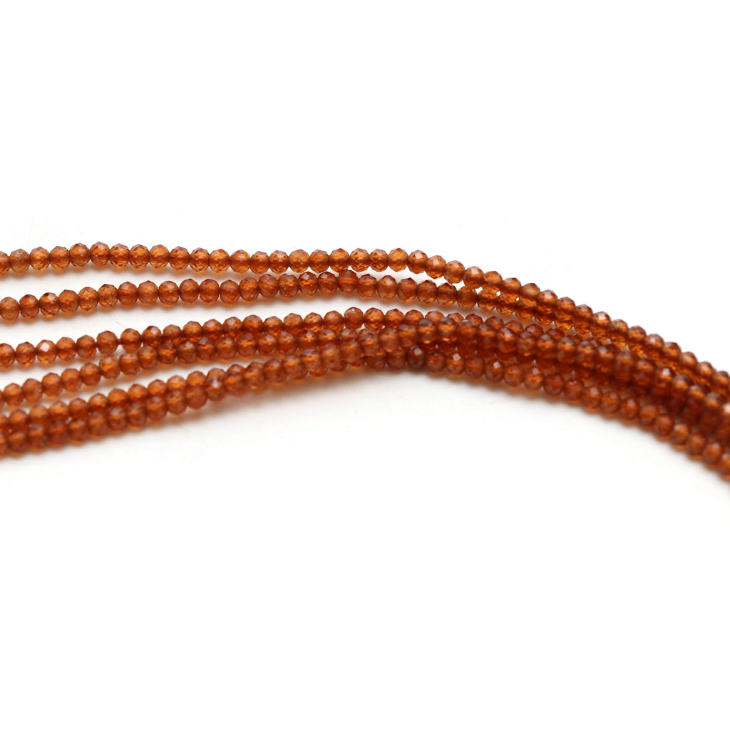 Natural Hessonite Micro Faceted Rondelle Beads, 2 mm, Hessonite Rondelle Beads, 18 Inch Full Strand, Price Per Set - National Facets, Gemstone Manufacturer, Natural Gemstones, Gemstone Beads