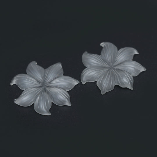 クリスタル クォーツ フラワー カービング ルース ジェムストーン、29 x 29 mm、クリスタル クォーツ ジュエリー ハンドメイド ギフト 女性用、ペア (2 個)