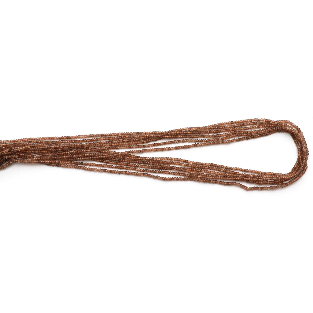 Natural Andalusite Micro Faceted Rondelle Beads, 2.5 mm, Andalusite Rondelle Beads, 18 Inch Full Strand, Price Per Set - National Facets, Gemstone Manufacturer, Natural Gemstones, Gemstone Beads