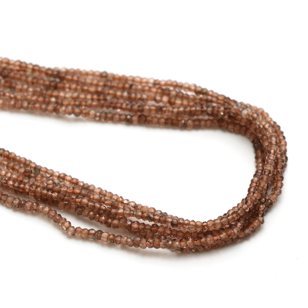 Natural Andalusite Micro Faceted Rondelle Beads, 2.5 mm, Andalusite Rondelle Beads, 18 Inch Full Strand, Price Per Set - National Facets, Gemstone Manufacturer, Natural Gemstones, Gemstone Beads
