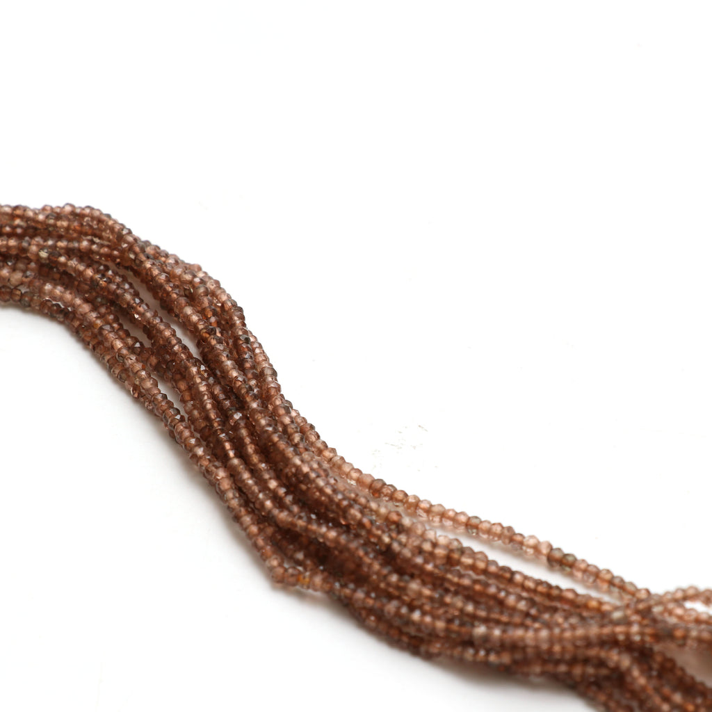 Natural Andalusite Micro Faceted Rondelle Beads, 2.5 mm, Andalusite Rondelle Beads, 18 Inch Full Strand, Price Per Set - National Facets, Gemstone Manufacturer, Natural Gemstones, Gemstone Beads