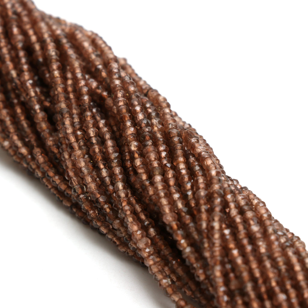 Natural Andalusite Micro Faceted Rondelle Beads, 2.5 mm, Andalusite Rondelle Beads, 18 Inch Full Strand, Price Per Set - National Facets, Gemstone Manufacturer, Natural Gemstones, Gemstone Beads