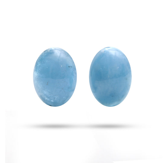 Aquamarine Smooth Oval Cabochon Gemstone, 15x19.5 mm, Aquamarine Cabochon, Aquamarine Oval Jewelry Making Gemstone, Pair ( 2 Pieces )
