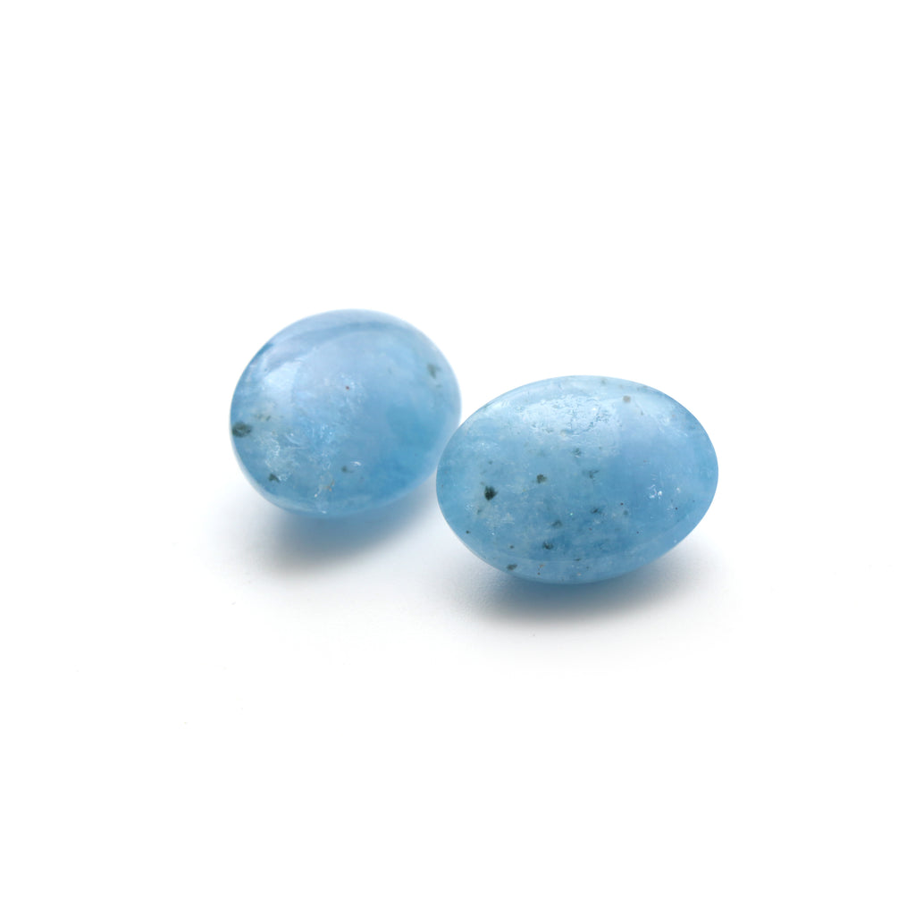 Aquamarine Smooth Oval Cabochon Gemstone, 15x19.5 mm, Aquamarine Cabochon, Aquamarine Oval Jewelry Making Gemstone, Pair ( 2 Pieces ) - National Facets, Gemstone Manufacturer, Natural Gemstones, Gemstone Beads, Gemstone Carvings