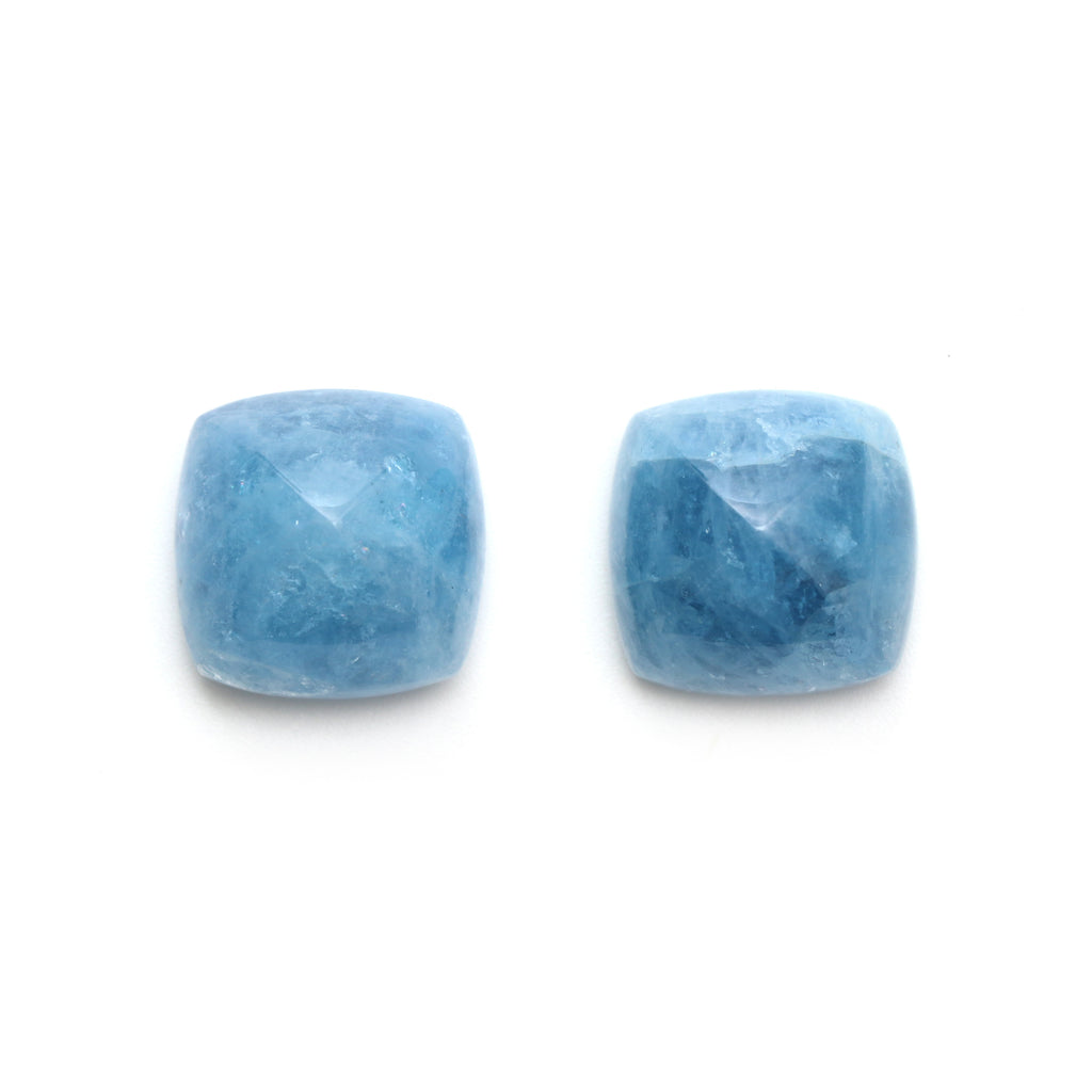 Aquamarine Smooth Sugarloaf Gemstone, 18x18 mm, Aquamarine Cabochon, Aquamarine Sugarloaf Jewelry Making Gemstone, Pair ( 2 Pieces ) - National Facets, Gemstone Manufacturer, Natural Gemstones, Gemstone Beads, Gemstone Carvings