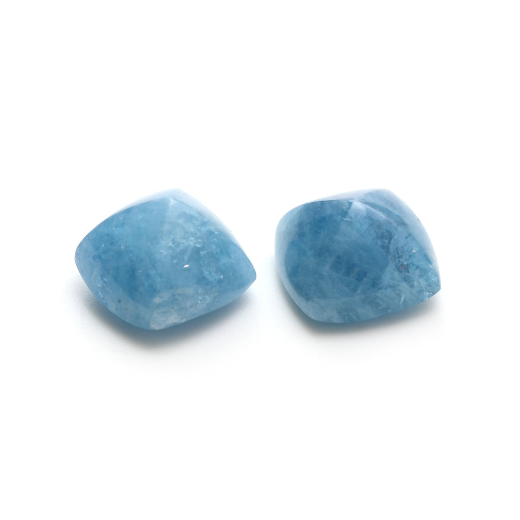 Aquamarine Smooth Sugarloaf Gemstone, 18x18 mm, Aquamarine Cabochon, Aquamarine Sugarloaf Jewelry Making Gemstone, Pair ( 2 Pieces ) - National Facets, Gemstone Manufacturer, Natural Gemstones, Gemstone Beads, Gemstone Carvings
