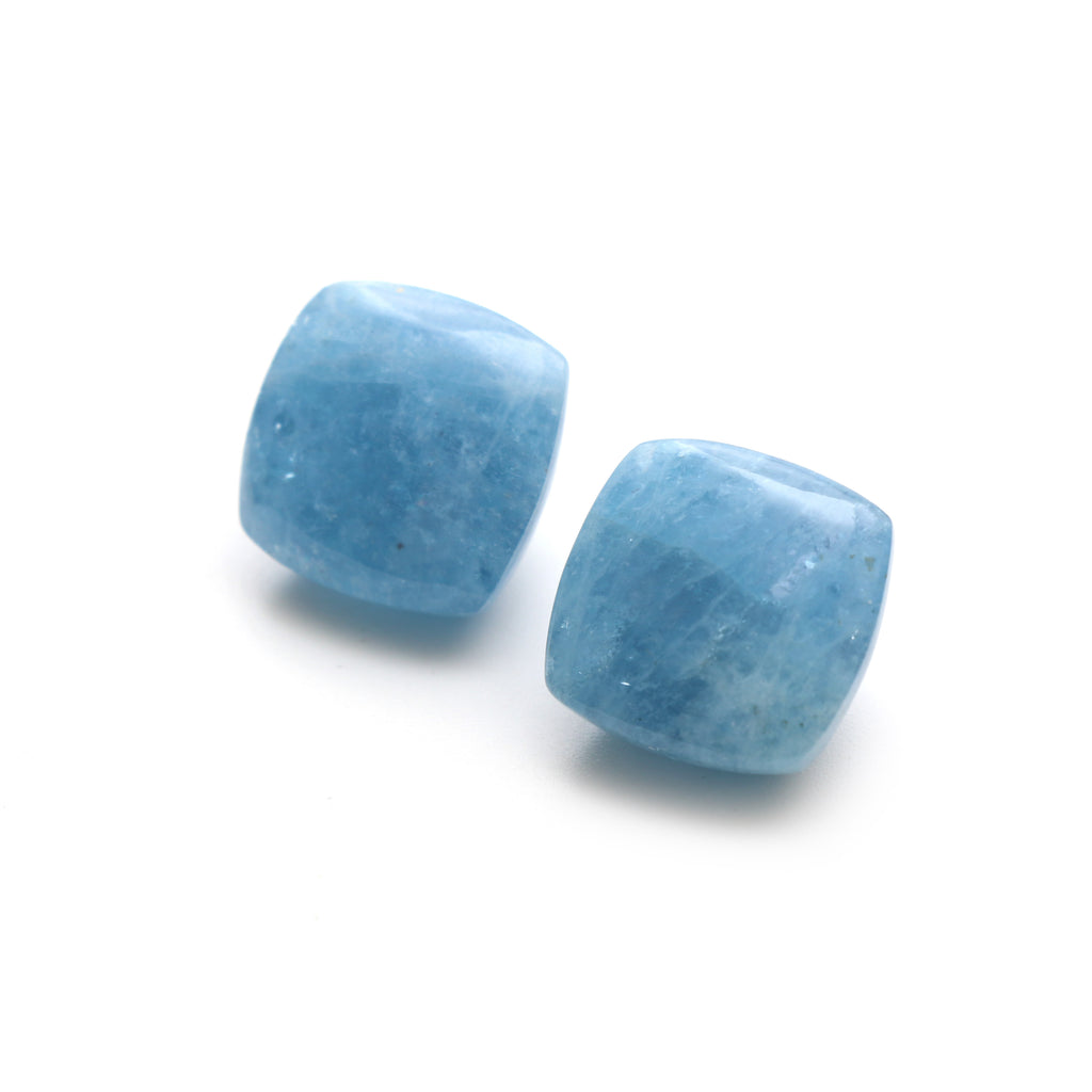Aquamarine Smooth Sugarloaf Gemstone, 18x18 mm, Aquamarine Cabochon, Aquamarine Sugarloaf Jewelry Making Gemstone, Pair ( 2 Pieces ) - National Facets, Gemstone Manufacturer, Natural Gemstones, Gemstone Beads, Gemstone Carvings