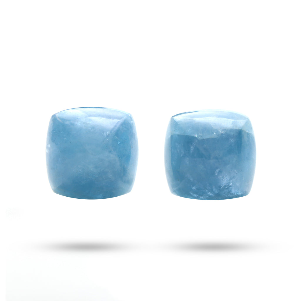 Aquamarine Smooth Sugarloaf Gemstone, 18x18 mm, Aquamarine Cabochon, Aquamarine Sugarloaf Jewelry Making Gemstone, Pair ( 2 Pieces ) - National Facets, Gemstone Manufacturer, Natural Gemstones, Gemstone Beads, Gemstone Carvings
