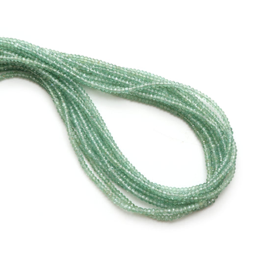 Natural Green Kyanite Micro Faceted Rondelle Beads, 3 mm, Green Kyanite Jewelry Making Beads, 18 Inch Full Strand, Price Per Strand