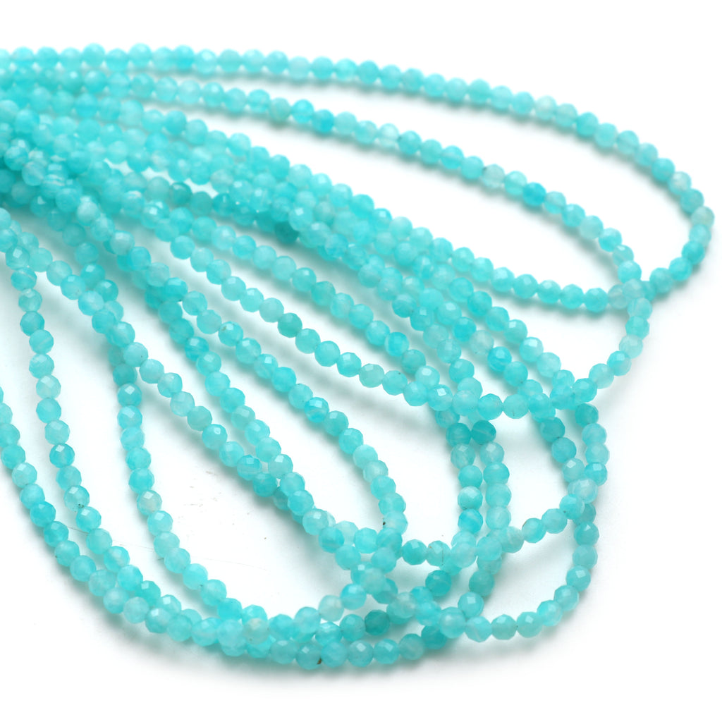 Natural Amazonite Micro Faceted Rondelle Beads, 3 mm, Amazonite Rondelle Beads, 18 Inch Full Strand, Price Per Set - National Facets, Gemstone Manufacturer, Natural Gemstones, Gemstone Beads
