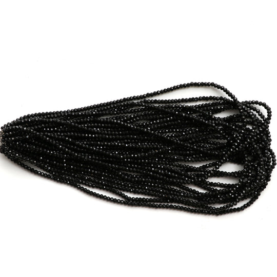 Natural Black Spinel Faceted Rondelle Beads, 4 mm, Spinel Jewelry Making Beads, 17 Inch Full Strand, Price Per Set