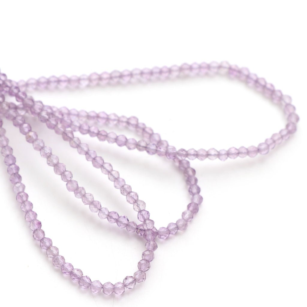 Natural Amethyst Micro Faceted Rondelle Beads, 3.5 mm, Amethyst Rondelle Beads, 18 Inch Full Strand, Price Per Set - National Facets, Gemstone Manufacturer, Natural Gemstones, Gemstone Beads