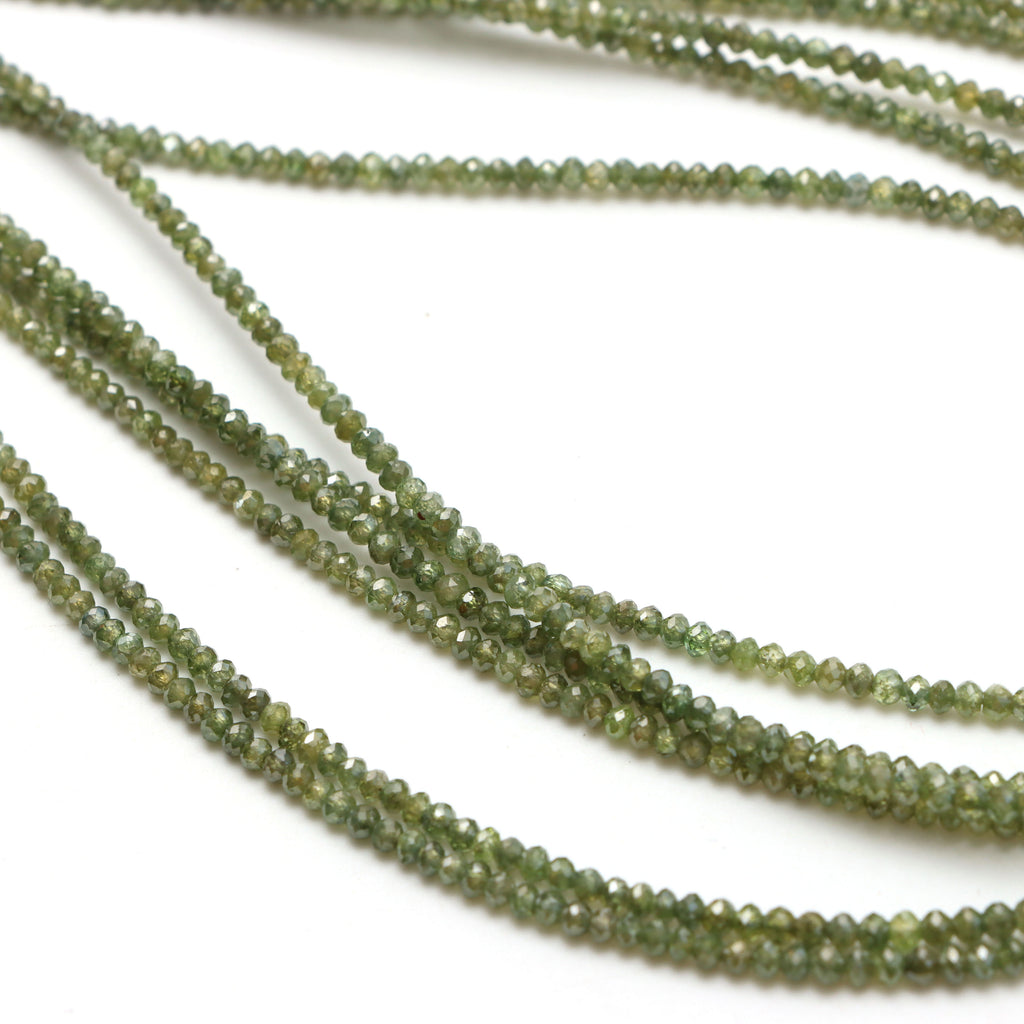 Green Diamond Faceted Rondelle Beads