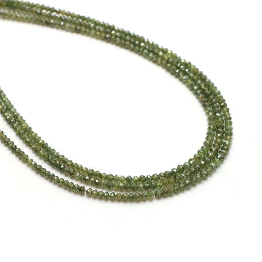 Green Diamond Faceted Rondelle Beads, 2.2 mm To 2.8 mm, Green Diamond Jewelry Making Beads, 15 Inches Strands, Price Per Strand