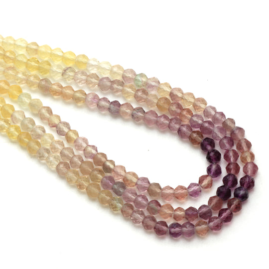 Natural Multi Fluorite Micro Faceted Rondelle Beads, 3.5 mm, Multi Fluorite Rondelle Beads, 18 Inch Full Strand, Price Per Set