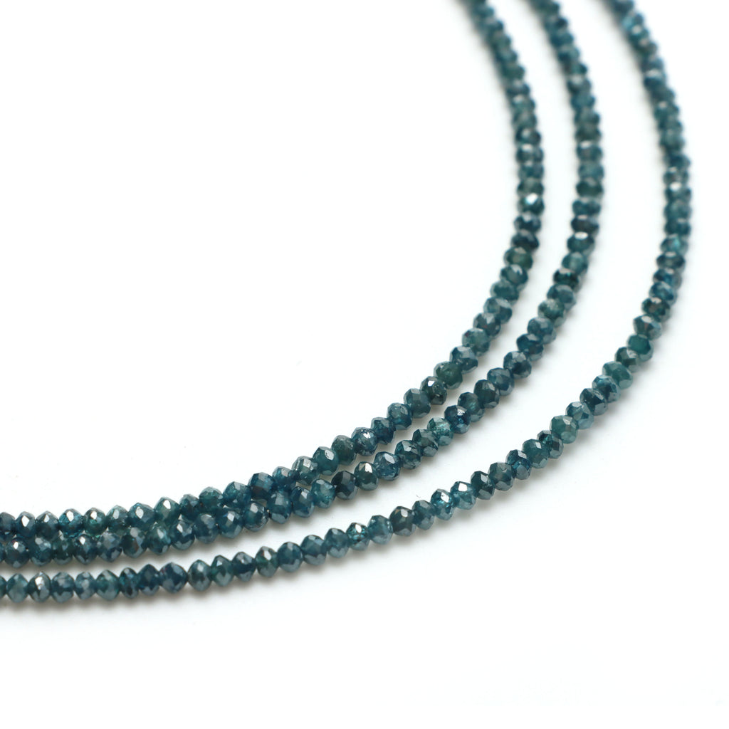 Teal Color Diamond Faceted Rondelle Beads