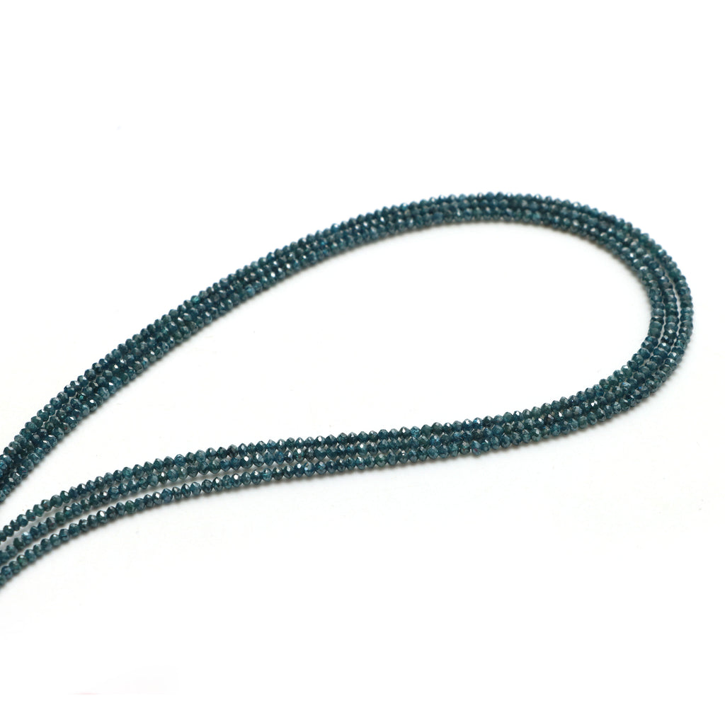 Teal Color Diamond Faceted Rondelle Beads
