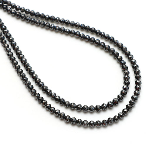 Black Diamond Faceted Rondelle Beads, 2.5 mm To 3 mm, Black Diamond Jewelry Making Beads, 15 Inches Strands, Price Per Strand