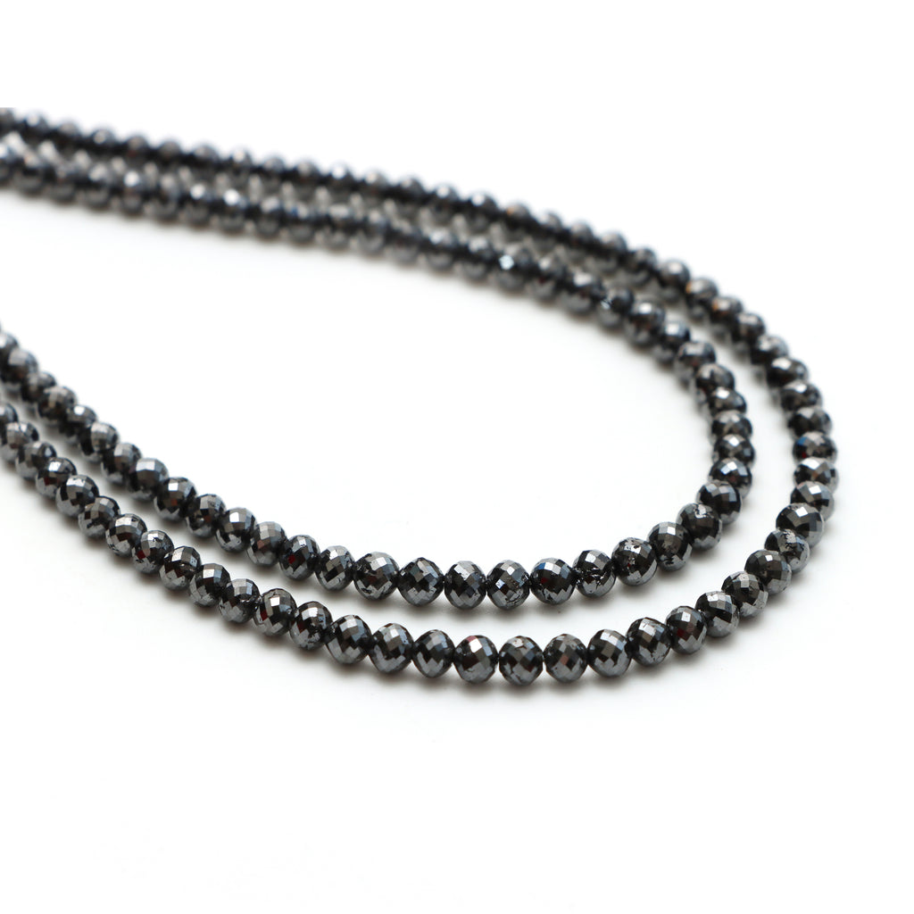 Black Diamond Faceted Rondelle Beads