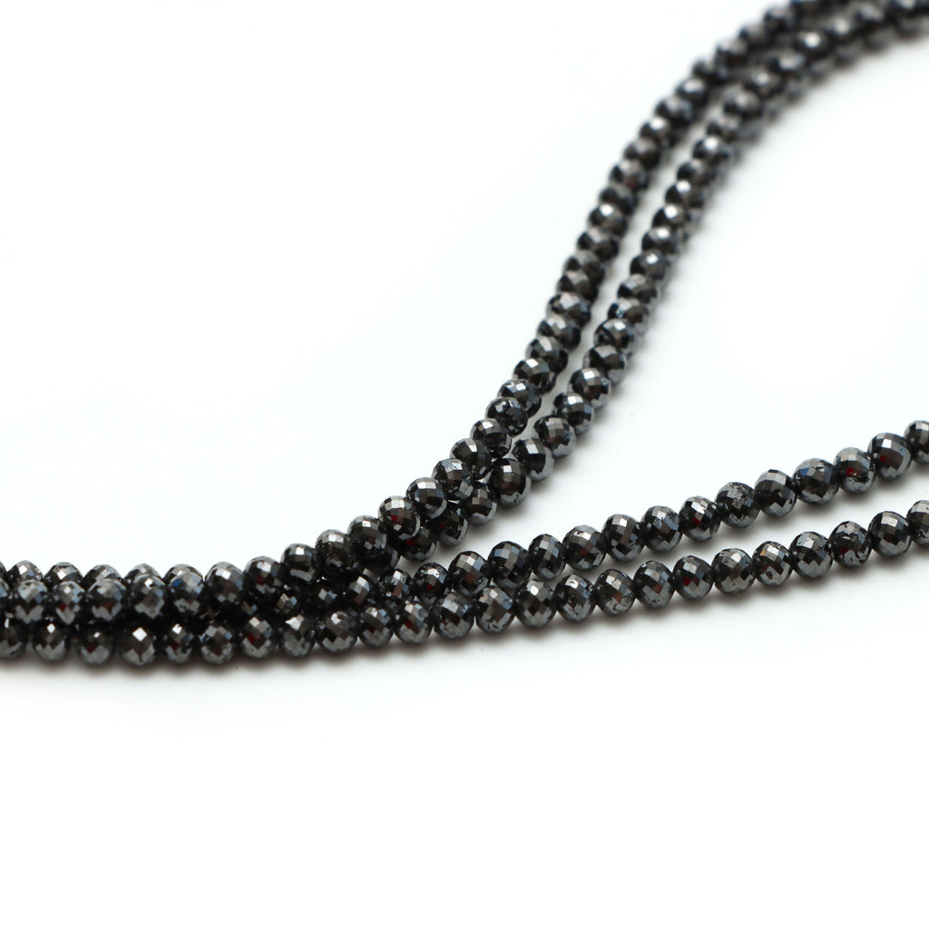 Black Diamond Faceted Rondelle Beads