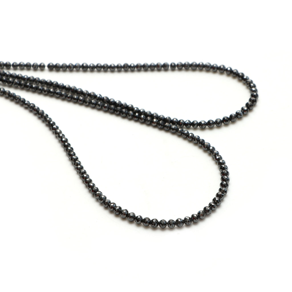 Black Diamond Faceted Rondelle Beads