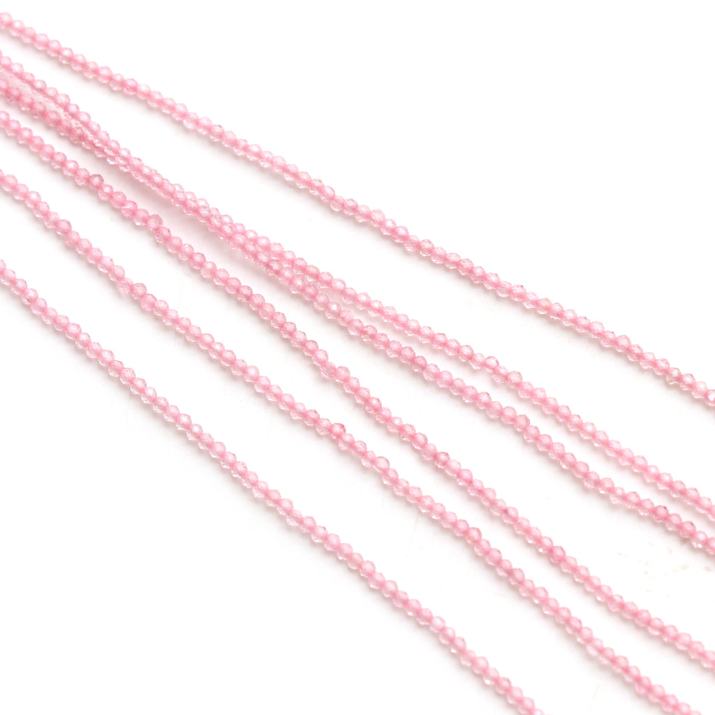 Natural Pink Spinel Micro Faceted Rondelle Beads, 2 mm, Pink Spinel Faceted Beads, 18 Inch Full Strand, Price Per Strand - National Facets, Gemstone Manufacturer, Natural Gemstones, Gemstone Beads