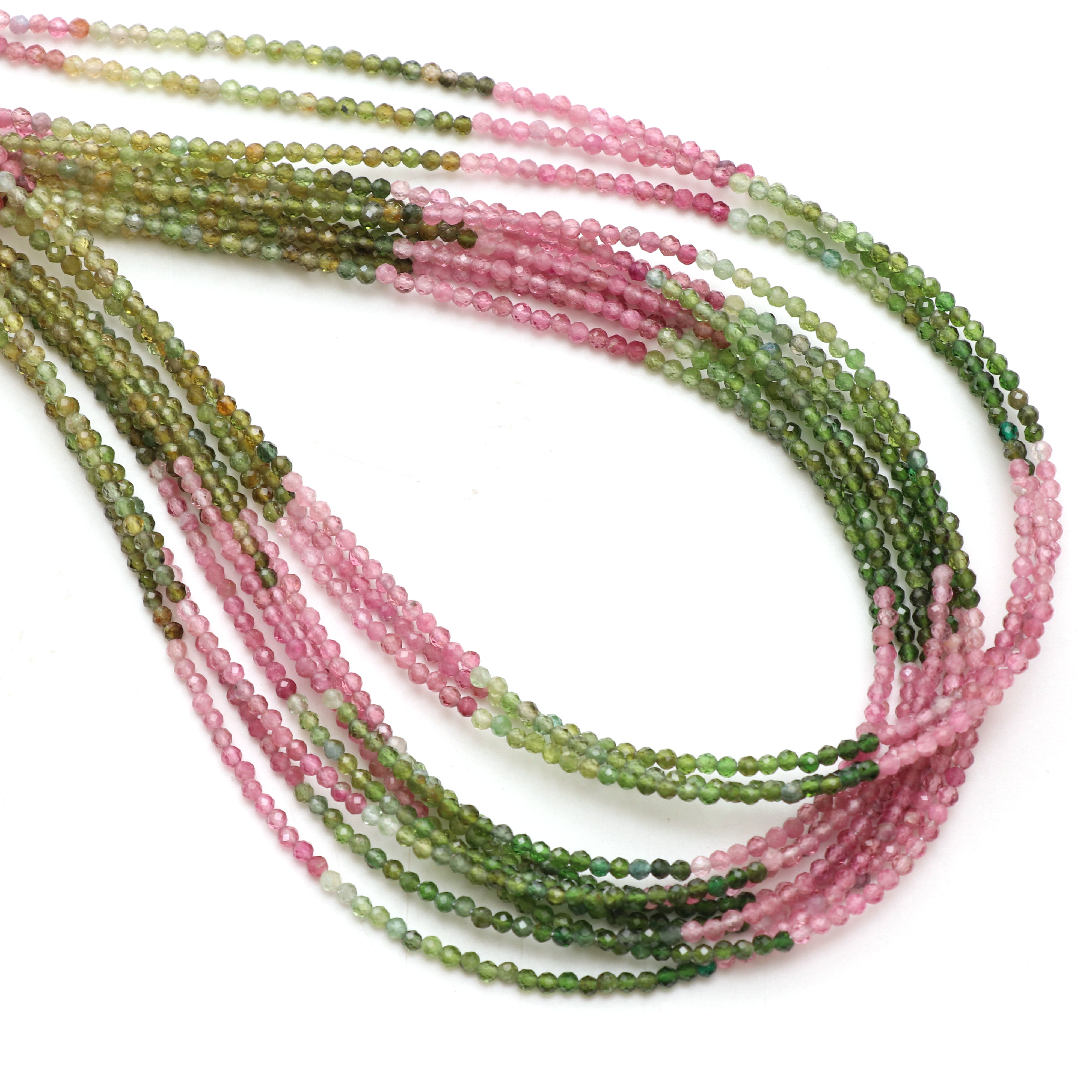 Natural Multi Tourmaline Micro Faceted Rondelle Beads, 2 mm, Multi Tourmaline Rondelle Beads, 18 inch Full Strand, Price per Set