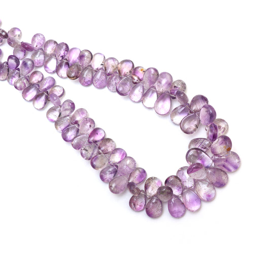 Cacoxenite Amethyst Smooth Pear Beads, 6x8.5 mm to 11x17 mm, Amethyst Jewelry Making Beads, 18 Inch Strand, Price Per Strand