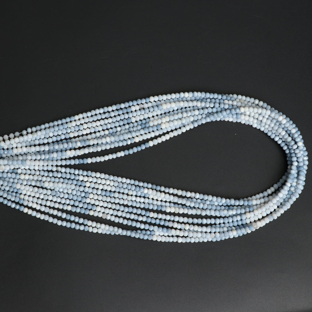 Natural Blue Opal Micro Faceted Rondelle Beads, 3.5 mm, Blue Opal Rondelle Beads, 18 Inch Full Strand | Price Per Set - National Facets, Gemstone Manufacturer, Natural Gemstones, Gemstone Beads