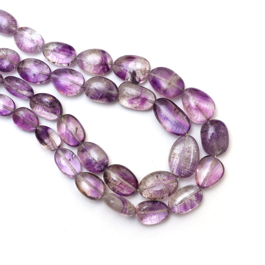 Cacoxenite Amethyst Smooth Tumble Beads, 8.5x10.5 to 13.5x17 mm, Amethyst Jewelry Making Beads, 18 Inch Strand, Price Per Strand